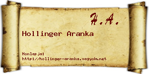Hollinger Aranka névjegykártya